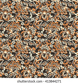 floral vector illustration in damask style. ethnic background