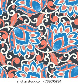 floral vector illustration in damask style. ethnic background
