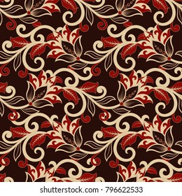 floral vector illustration in damask style. seamless background