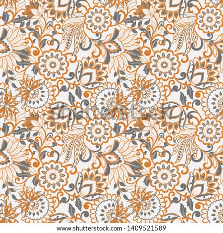 floral vector illustration in damask style. ethnic background