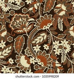 Floral vector illustration in damask style.Seamless vintage background