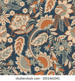 Floral vector illustration in damask style.Seamless vintage background