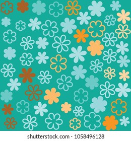 Floral vector illustration on a blue background, pattern                 