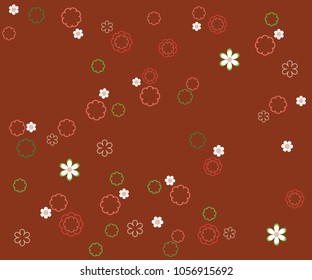 Floral vector illustration on a brown background, pattern                 