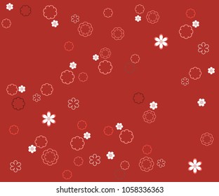 Floral vector illustration on a maroon background, pattern                 