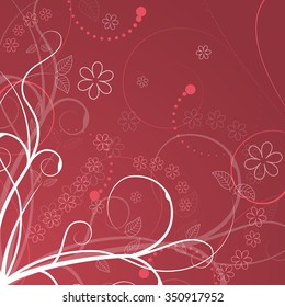 Floral vector illustration with spiral elements, flowers and plants/design with place for your text.