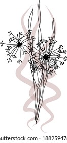 floral vector isolated compositions on postcards and stickers. decorations for greeting cards, invitations, banners, flyers.sunflower, chamomile, grass, wild flowers