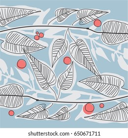 Floral vector with leaves and round Fruit for textile, wallpaper ,fabric  or other print