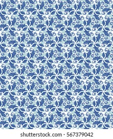 Floral vector light blue ornament. Seamless abstract classic background with flowers. Pattern with repeating elements.