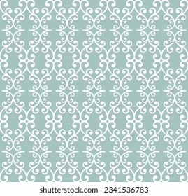 Floral vector light blue and white ornament. Seamless abstract classic background with flowers. Pattern with repeating floral elements. Ornament for wallpaper and packaging
