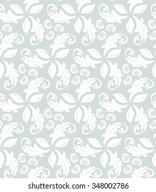Floral vector light blue and white ornament. Seamless abstract background with fine pattern
