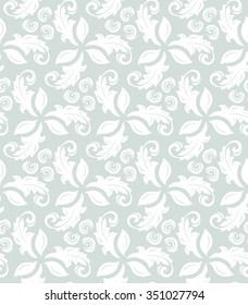 Floral vector light blue and white ornament. Seamless abstract background with fine pattern