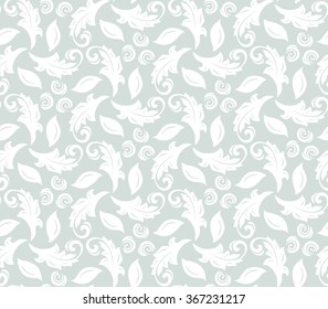 Floral vector light blue and white ornament. Seamless abstract classic fine pattern
