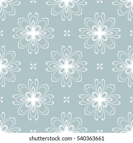 Floral vector light blue and white ornament. Seamless abstract classic background with flowers. Pattern with repeating elements.