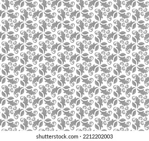 Floral vector light silver ornament. Seamless abstract classic background with leaves. Pattern with repeating floral elements. Ornament for wallpaper and packaging