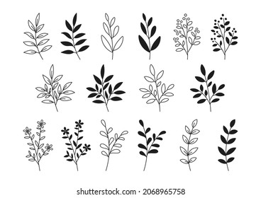 Floral vector line art collection, Black