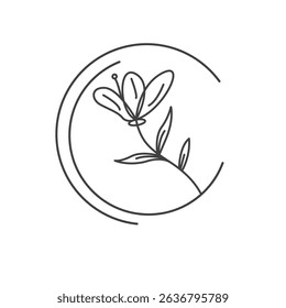 floral vector line element for decorative design
