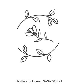 floral vector line element for decorative design