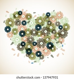 Floral vector love heart