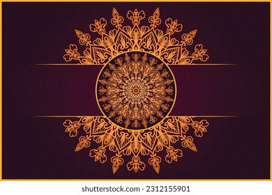 Floral vector mandala background with gold and red color design.  Arabic Islamic unique style pattern. luxury  mandala for frame, wedding card, invitation card.