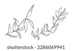 Floral vector minimalistic simple line art elegant decoration hand drawn wedding invitations illustration. foliage drawing branch