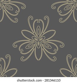 Floral vector oriental background with golden arabesque and floral elements. Seamless abstract texture and background