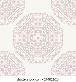 Floral vector oriental fine pink pattern with floral elements. Seamless abstract ornament