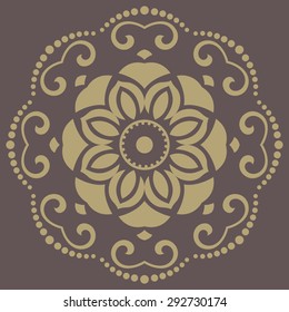Floral vector oriental golden pattern with arabesques. Abstract fine ornament