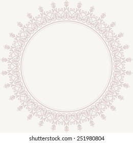 Floral vector oriental pattern with arabesque and floral elements. Abstract round pink ornament for background