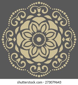 Floral vector oriental pattern with arabesque and floral golden elements. Abstract ornament for background