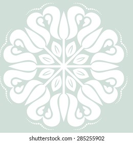 Floral vector oriental pattern with arabesque and floral elements. Abstract ornament for background. Light blue and white colors