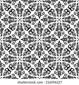 Floral vector oriental pattern with damask, arabesque and floral elements. Seamless abstract wallpaper and background