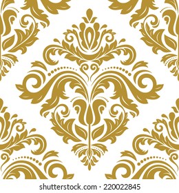 Floral vector oriental pattern with damask, arabesque and floral elements. Seamless abstract wallpaper and background