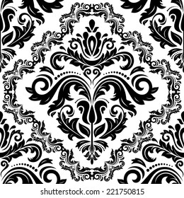 Floral vector oriental pattern with damask, arabesque and floral elements. Seamless abstract wallpaper and background