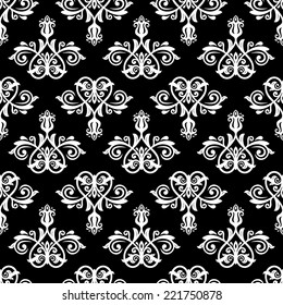 Floral vector oriental pattern with damask, arabesque and floral elements. Seamless abstract wallpaper and background