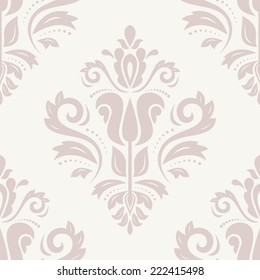 Floral vector oriental pattern with damask, arabesque and floral elements. Seamless abstract wallpaper and background