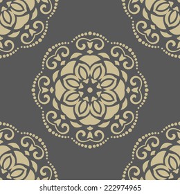 Floral vector oriental pattern with damask, arabesque and floral elements. Seamless abstract wallpaper and background