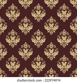 Floral vector oriental pattern with damask, arabesque and floral elements. Seamless abstract wallpaper and background
