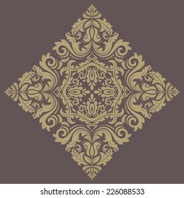 Floral vector oriental pattern with damask, arabesque and floral elements. Abstract wallpaper and background