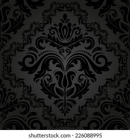Floral vector oriental pattern with damask, arabesque and floral elements. Seamless abstract wallpaper and background