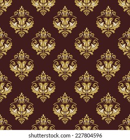Floral vector oriental pattern with damask, arabesque and floral elements. Seamless abstract wallpaper and background