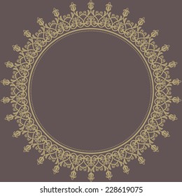 Floral vector oriental pattern with damask, arabesque and floral elements. Abstract round ornament