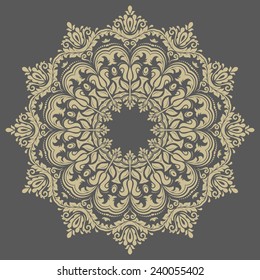 Floral vector oriental pattern with damask, arabesque and floral golden elements. Abstract ornament for background