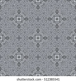 Floral vector oriental pattern with damask, arabesque and floral elements. Seamless abstract wallpaper and background