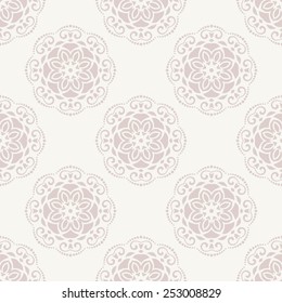 Floral vector oriental pattern with floral elements. Seamless abstract pink ornament