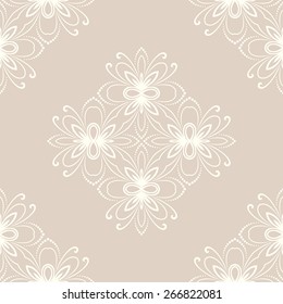 Floral vector oriental pattern with floral elements. Seamless abstract white ornament