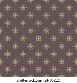 Floral vector oriental pattern with golden floral elements. Seamless abstract ornament for wallpapers and backgrounds