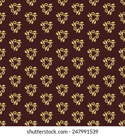 Floral vector oriental pattern with floral golden elements. Seamless abstract ornament for backgrounds
