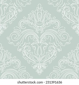 Floral vector oriental pattern with floral white dotted elements. Seamless abstract wallpaper and background
