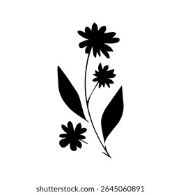 Floral vector ornament black color silhouette white